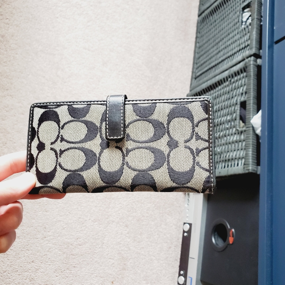 Coach Monogram Signature bifold Leather Canvas Wallet - Picture 2 of 5